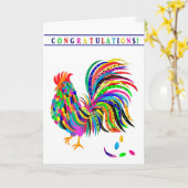 Gefeliciteerd, Abstracte kleurrijke Rooster Kaart (Gele Bloem)