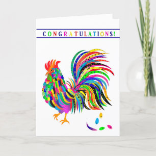 Gefeliciteerd, Abstracte kleurrijke Rooster Kaart