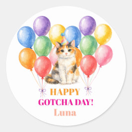 Gefeliciteerd Adoptiedag Calico Kat  Ronde Sticker