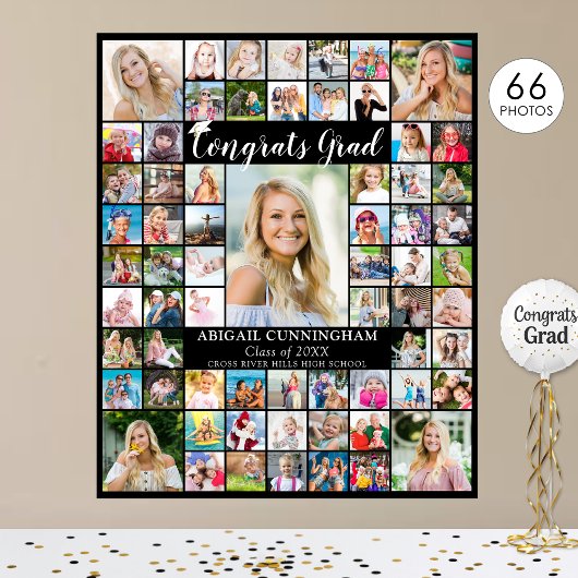 Gefeliciteerd Afgestudeerd 66 Foto Collage Aangepa Poster