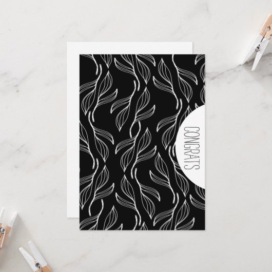 Gefeliciteerd Afgestudeerd Abstract Monochroom Bla Kaart (Voorkant / Achterkant in situ)