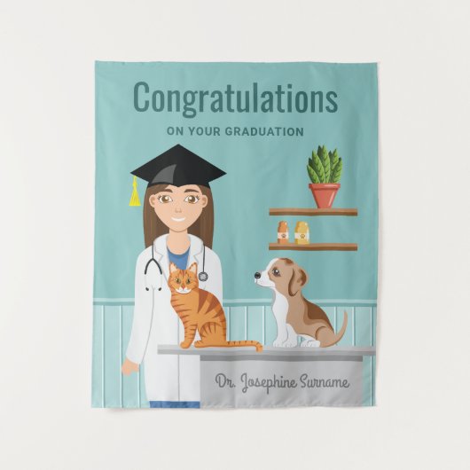 Gefeliciteerd Afgestudeerd als dierenarts DVM Afst Wandkleed (Voorkant)