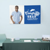 Gefeliciteerd Afgestudeerd Blauw Afstudeerfeest Fo Spandoek (Beurs)