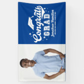 Gefeliciteerd Afgestudeerd Blauw Afstudeerfeest Fo Spandoek (Verticaal)