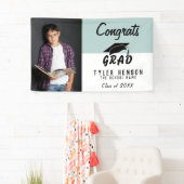 Gefeliciteerd Afgestudeerd Blauw Foto Afstudeerfee Spandoek (Insitu)