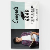 Gefeliciteerd Afgestudeerd Blauw Foto Afstudeerfee Spandoek (Verticaal)