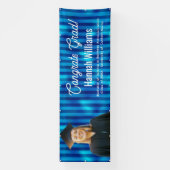 Gefeliciteerd Afgestudeerd Blauw Strepen Patroon A Spandoek (Verticaal)