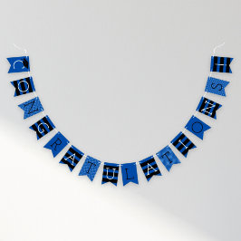 Gefeliciteerd Afgestudeerd Blauw Strepen Stippen F Vlaggetjes