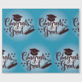 Gefeliciteerd Afgestudeerd Blauwe Afstudeerfeest Cadeaupapier (Vlak)