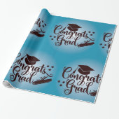 Gefeliciteerd Afgestudeerd Blauwe Afstudeerfeest Cadeaupapier (Uitgerold)