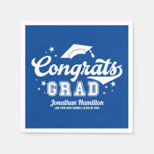 Gefeliciteerd Afgestudeerd Blauwe Afstudeerfeest Servet