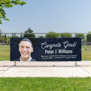 Gefeliciteerd afgestudeerd computer binair taal ac spandoek