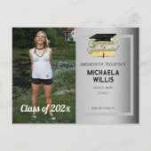 Gefeliciteerd Afgestudeerd Diploma Afstuderen grij Aankondigingskaart (Voorkant)