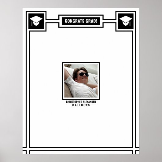 Gefeliciteerd Afgestudeerd Foto Zwart Onderschrift Poster (Voorkant)