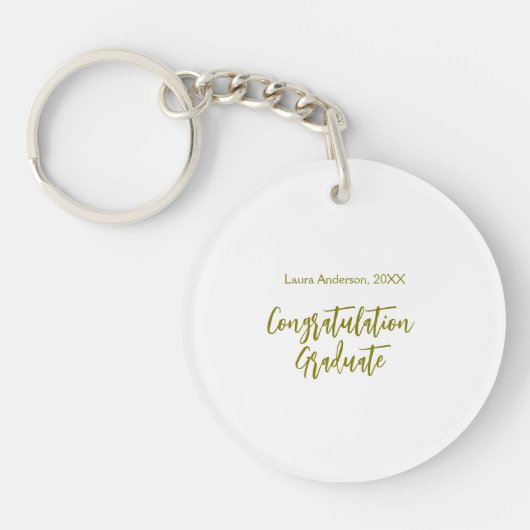 Gefeliciteerd afgestudeerd gouden naam klas 20XX s Sleutelhanger (Voorkant)