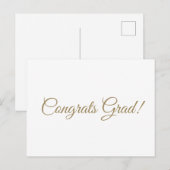 Gefeliciteerd afgestudeerd gouden script kalligraf briefkaart (Voorkant / Achterkant)