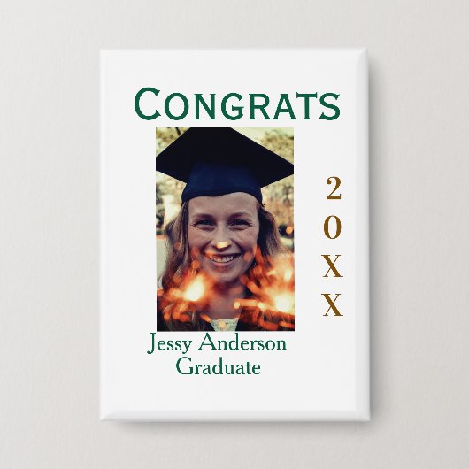 Gefeliciteerd afgestudeerd groen goud jaar 20XX na Button (Voorkant)