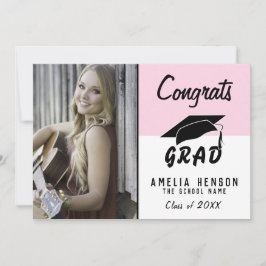Gefeliciteerd Afgestudeerd Modern Roze Foto Afstud