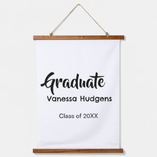 Gefeliciteerd afgestudeerd naam datum jaar klas un hangend wandkleed