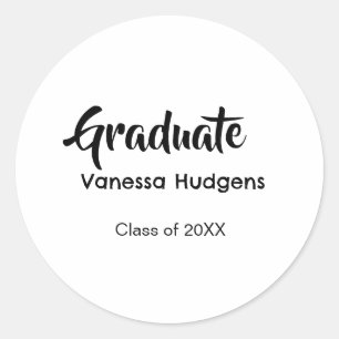 Gefeliciteerd afgestudeerd naam datum jaar klas un ronde sticker
