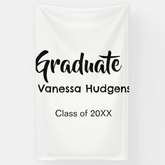 Gefeliciteerd afgestudeerd naam datum jaar klas un spandoek (Verticaal)