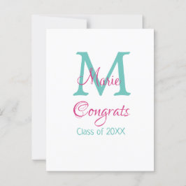 Gefeliciteerd afgestudeerd naam monogram groen roz briefkaart