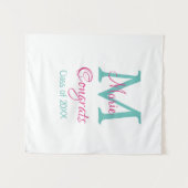 Gefeliciteerd afgestudeerd naam monogram groen roz wandkleed (Voorkant (horizontaal))