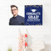 Gefeliciteerd Afgestudeerd Navy Blauwe Afstudeerfe Spandoek (Insitu)