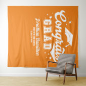 Gefeliciteerd Afgestudeerd Oranje Afstudeerfeest A Wandkleed (In Situ (horizontaal))