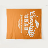 Gefeliciteerd Afgestudeerd Oranje Afstudeerfeest A Wandkleed (Voorkant (horizontaal))