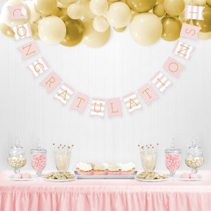 Gefeliciteerd Afgestudeerd Roze Goud Feest Vlaggetjes