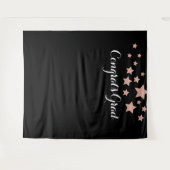 Gefeliciteerd afgestudeerd Roze Goud Glitter Sterr Wandkleed (Voorkant (horizontaal))