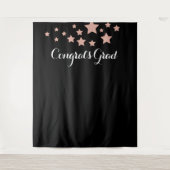 Gefeliciteerd afgestudeerd Roze Goud Glitter Sterr Wandkleed (Voorkant)