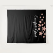 Gefeliciteerd Afgestudeerd Roze Gouden Glitter Ste Wandkleed (Voorkant (horizontaal))