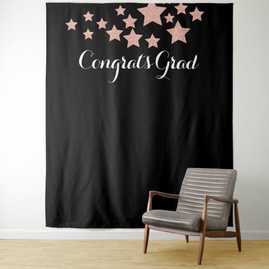 Gefeliciteerd Afgestudeerd Roze Gouden Glitter Ste Wandkleed (In situ)