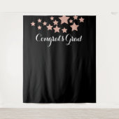 Gefeliciteerd Afgestudeerd Roze Gouden Glitter Ste Wandkleed (Voorkant)
