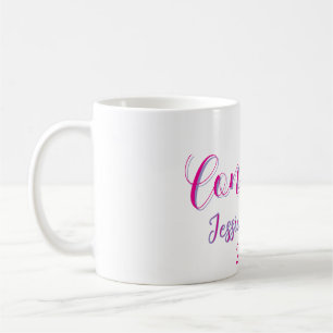 Gefeliciteerd afgestudeerd roze paarse naam jaar 2 koffiemok