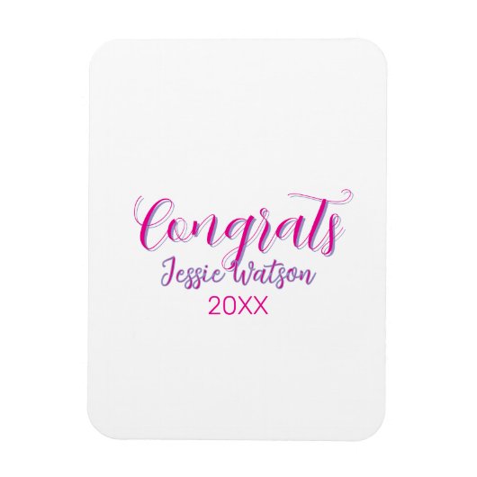 Gefeliciteerd afgestudeerd roze paarse naam jaar 2 magneet (Verticaal)