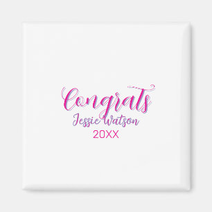 Gefeliciteerd afgestudeerd roze paarse naam jaar 2 magneet
