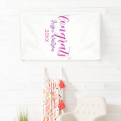 Gefeliciteerd afgestudeerd roze paarse naam jaar 2 spandoek (Insitu)