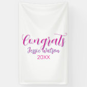 Gefeliciteerd afgestudeerd roze paarse naam jaar 2 spandoek (Verticaal)