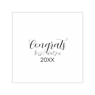Gefeliciteerd afgestudeerd roze paarse naam jaar 2 zelfinktende stempel