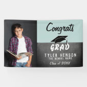Gefeliciteerd Afgestudeerd Schoolbord Foto Afstude Spandoek (Horizontaal)