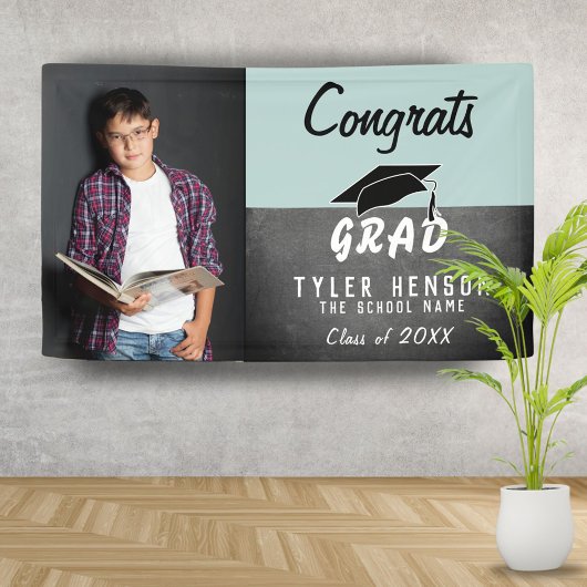 Gefeliciteerd Afgestudeerd Schoolbord Foto Afstude Spandoek