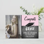 Gefeliciteerd Afgestudeerd Schoolbord Roze Foto Af (Staand voorkant)