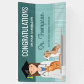Gefeliciteerd Afgestudeerd Tierarts DVM Afstuderen Spandoek (Verticaal)