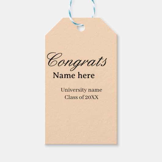 Gefeliciteerd afgestudeerd universiteitsnaam klas cadeaulabel (Voorkant)