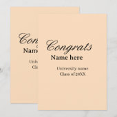 Gefeliciteerd afgestudeerd universiteitsnaam klas  kaart (Voorkant / Achterkant)