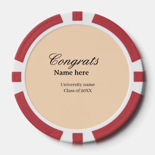 Gefeliciteerd afgestudeerd universiteitsnaam klas  poker chips (Voorkant)