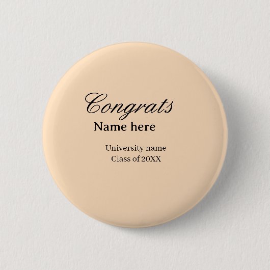 Gefeliciteerd afgestudeerd universiteitsnaam klas ronde button 5,7 cm (Voorkant)